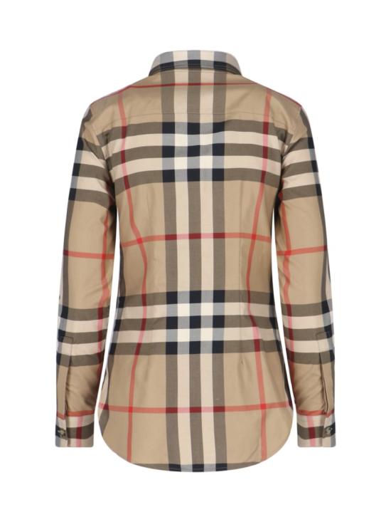 26FW 버버리 슬림핏 체크 코튼 셔츠 8111856A7028 Brown - BURBERRY