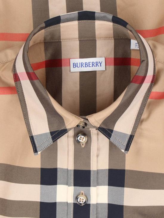 26FW 버버리 슬림핏 체크 코튼 셔츠 8111856A7028 Brown - BURBERRY