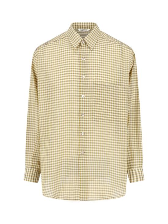 26FW 오라리 긴팔 셔츠 A26SS01GCMUSTARD GINGHAM CHECK Neutrals