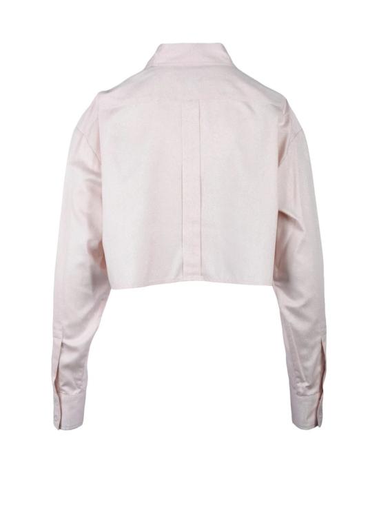 25SS 키아라 페라그니 셔츠 클래식 칼라가 있는 크롭 핑크 라메 셔츠 - CHIARA FERRAGNI