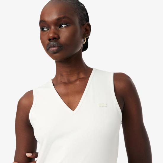 26SS 라코스테 미디 원피스 EF243270V White - LACOSTE