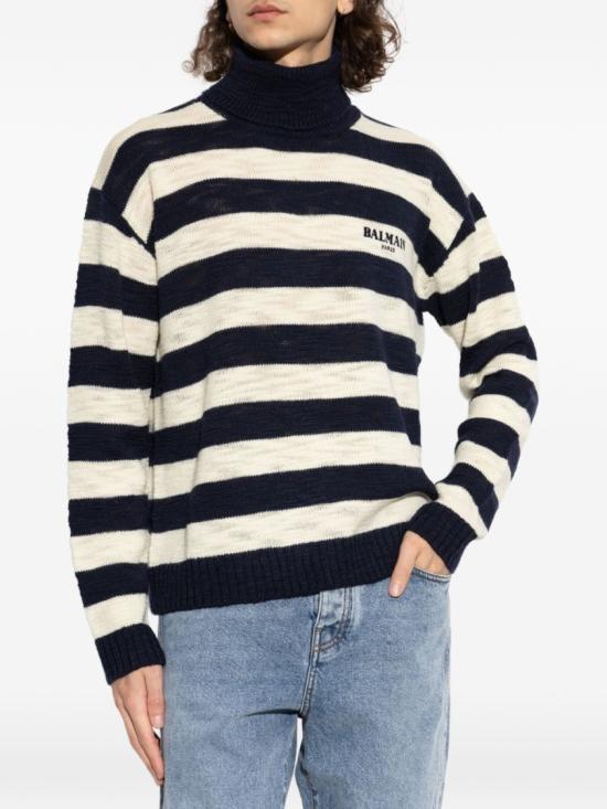 26FW 발망 터틀넥 HH1KH045KK15 SAT Blue - BALMAIN