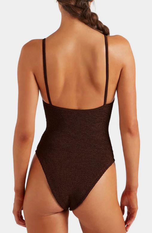 26SS 훈자 지 원피스 수영복 MIA BEADED METALLIC CHOCOLATE - HUNZA G