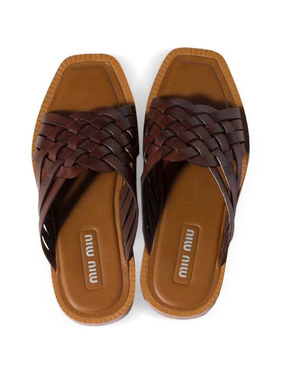 26SS 미우미우 뮬/슬리퍼 5XX678 3ZN8F0201 BROWN - MIU MIU