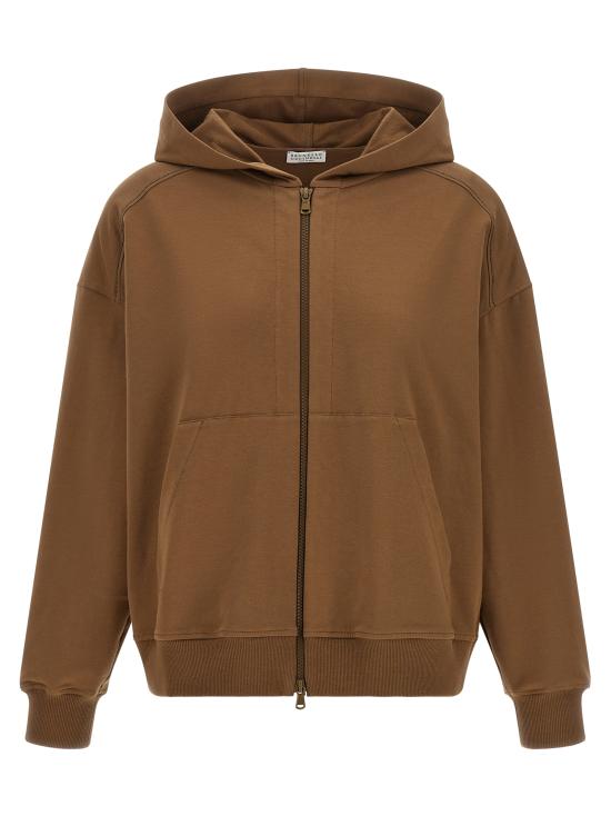 26FW 브루넬로 쿠치넬리 집업 스웨트셔츠 MH827FB706C832 Brown