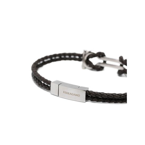 26FW 살바토레 페라가모 브레이슬릿 770422 0796080 TMORO SILVER BROWN - SALVATORE FERRAGAMO