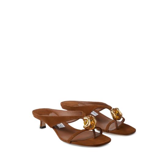 26FW 지미추 뮬/슬리퍼 EMERI STONE 35 BSB TANAM BROWN - JIMMY CHOO