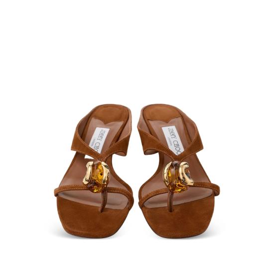 26FW 지미추 뮬/슬리퍼 EMERI STONE 35 BSB TANAM BROWN - JIMMY CHOO