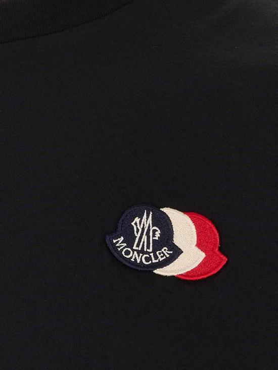 26SS 몽클레어 자수 트라이컬러 로고 코튼 티셔츠 0918C0007489B8Q778 Blue - MONCLER