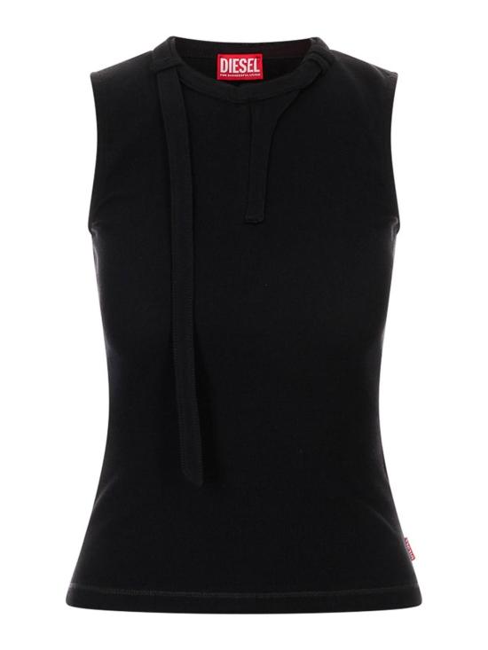 26SS 디젤 T-아라스 골지 저지 바이커 넥 스트랩 탑 A235420JEAI9XX Black
