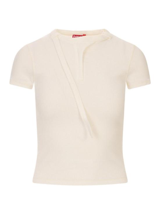 26SS 디젤 T-알레시 골지 바이커 넥 탑 A236450JEAI141 White