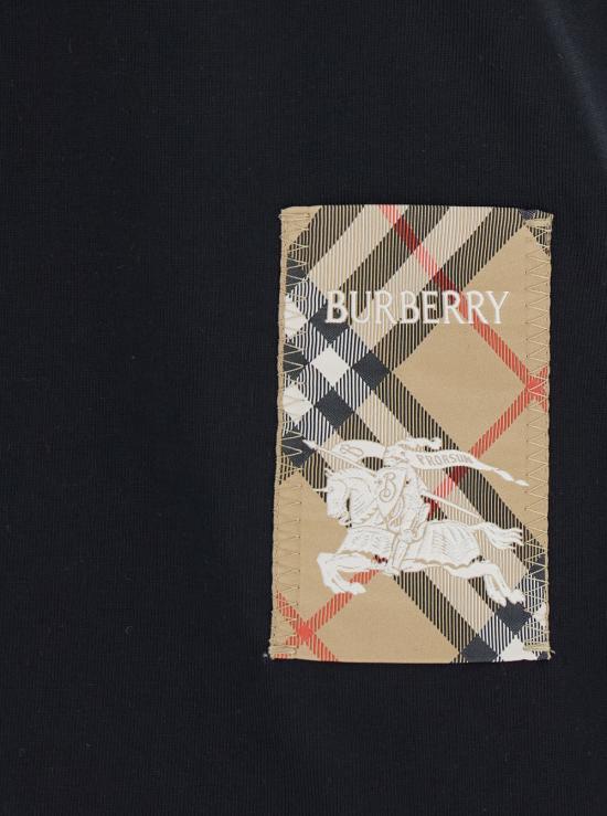 26FW 버버리 체크 라벨 코튼 티셔츠 8104883A1189 Black - BURBERRY