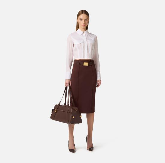 26SS 엘리자베타프랜치 미디 스커트 GO15961E1 644 Cacao - ELISABETTA FRANCHI