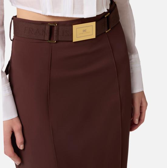26SS 엘리자베타프랜치 미디 스커트 GO15961E1 644 Cacao - ELISABETTA FRANCHI