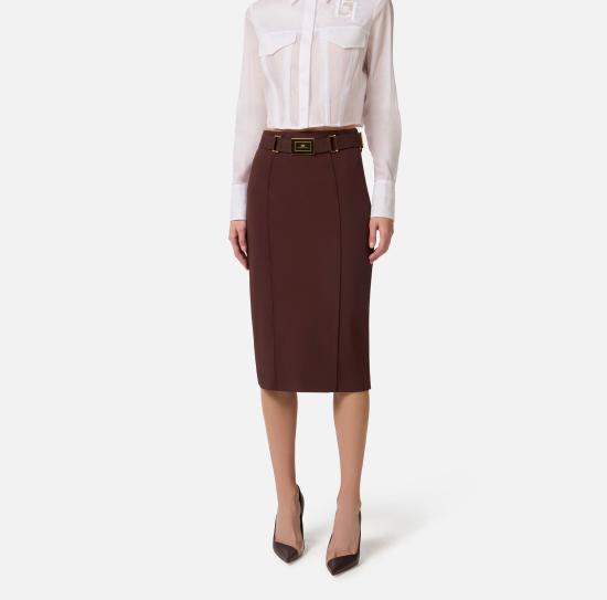 26SS 엘리자베타프랜치 미디 스커트 GO15961E1 644 Cacao - ELISABETTA FRANCHI