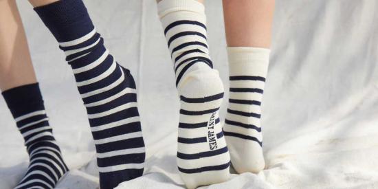  Saint James USA 양말 Saint James Usa Pieds Raye 스트라이프  Ecru/Navy - OTHER BRANDS