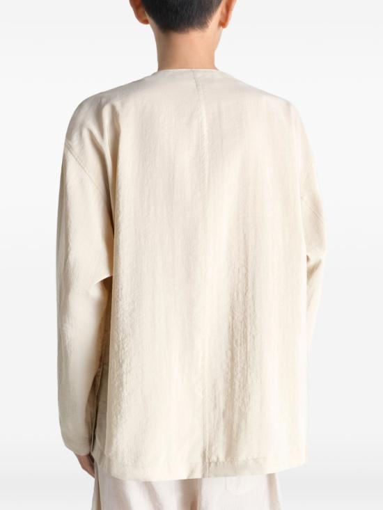 26SS 르메르 드라이 실크 V넥 셔츠 SH1235 LF1308 235 OAT MILK DOM - LEMAIRE