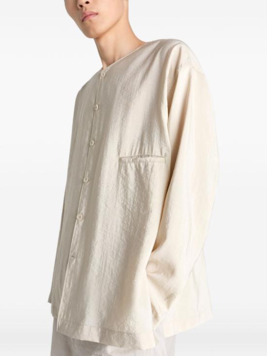 26SS 르메르 드라이 실크 V넥 셔츠 SH1235 LF1308 235 OAT MILK DOM - LEMAIRE