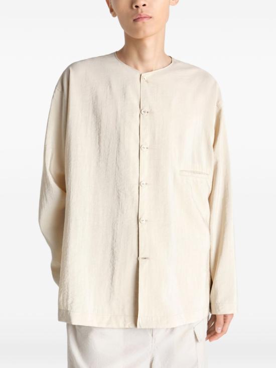 26SS 르메르 드라이 실크 V넥 셔츠 SH1235 LF1308 235 OAT MILK DOM - LEMAIRE