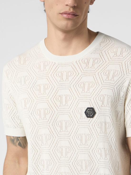 26SS 필립 플레인 스웨터 PAFCMKK0325PTE004N 01OF White - PHILIPP PLEIN