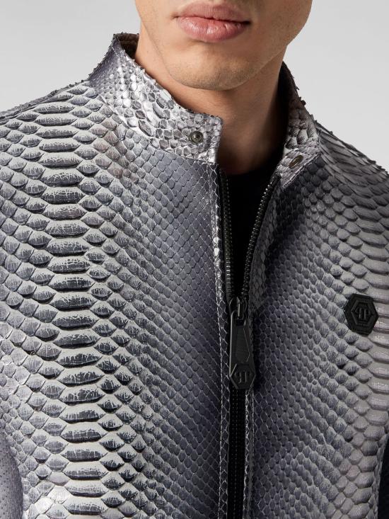 26SS 필립 플레인 가죽 자켓 SACCMLB1612PLE029P 70 Silver - PHILIPP PLEIN