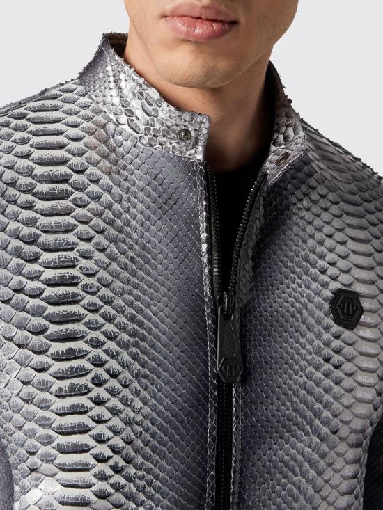 26SS 필립 플레인 가죽 자켓 SACCMLB1612PLE029P 70 Silver - PHILIPP PLEIN