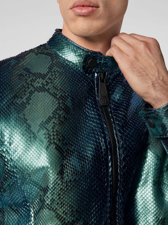 26SS 필립 플레인 가죽 자켓 SACCMLB1612PLE029P 05 Green - PHILIPP PLEIN