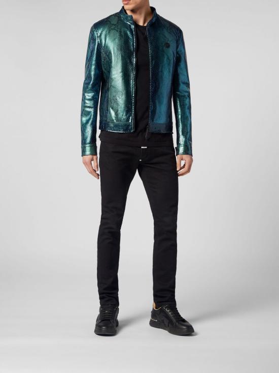 26SS 필립 플레인 가죽 자켓 SACCMLB1612PLE029P 05 Green - PHILIPP PLEIN