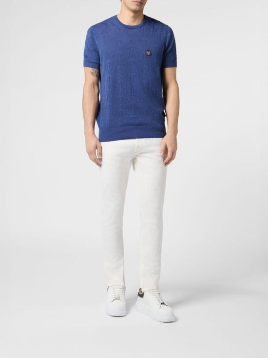 26SS 필립 플레인 스웨터 PAFCMKK0325PTE004N 24 Blue - PHILIPP PLEIN