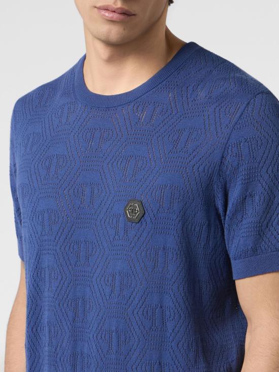 26SS 필립 플레인 스웨터 PAFCMKK0325PTE004N 24 Blue - PHILIPP PLEIN