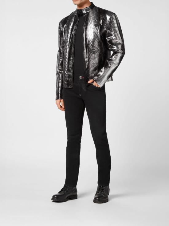 26SS 필립 플레인 가죽 자켓 PADCMLB1860PLE029P 70 Silver - PHILIPP PLEIN