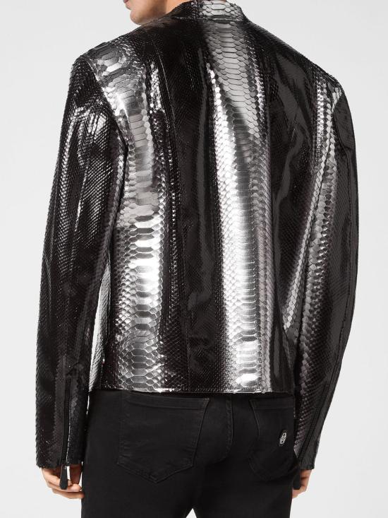 26SS 필립 플레인 가죽 자켓 PADCMLB1860PLE029P 70 Silver - PHILIPP PLEIN