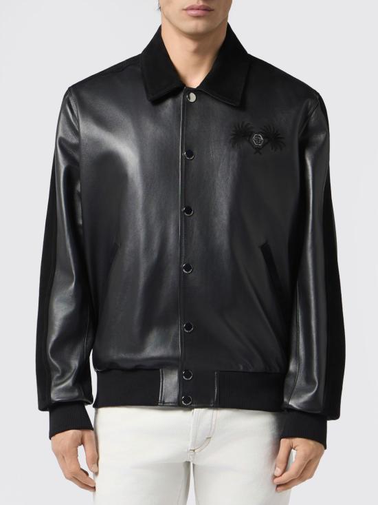 26SS 필립 플레인 가죽 자켓 PAFCMLB2047PLE022N 02 Black