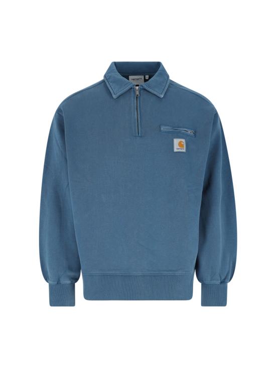 26SS 칼하트 WIP 하프 집 디트로이트 스웨트셔츠 I036350 3IM06 BLUE RIVER STONE WASHED DOM