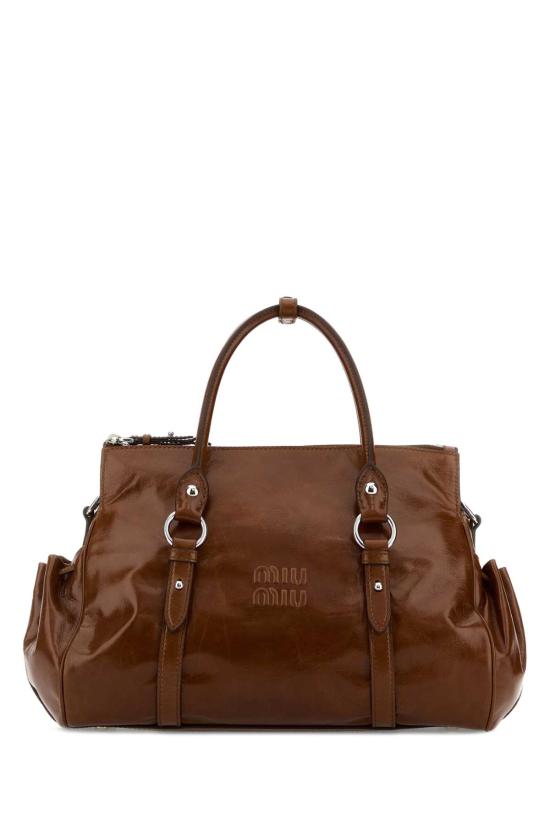 26FW 미우미우 샤이니 레더 토트백 5BA3282A44 F0BW5 Brown