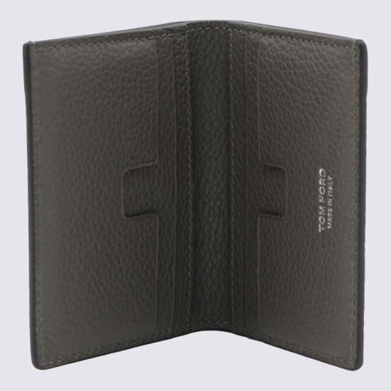 26FW 톰포드 그레인 레더 로고 폴디드 카드 홀더 Y0279 LCL158STBG SMOKE GREY - TOMFORD