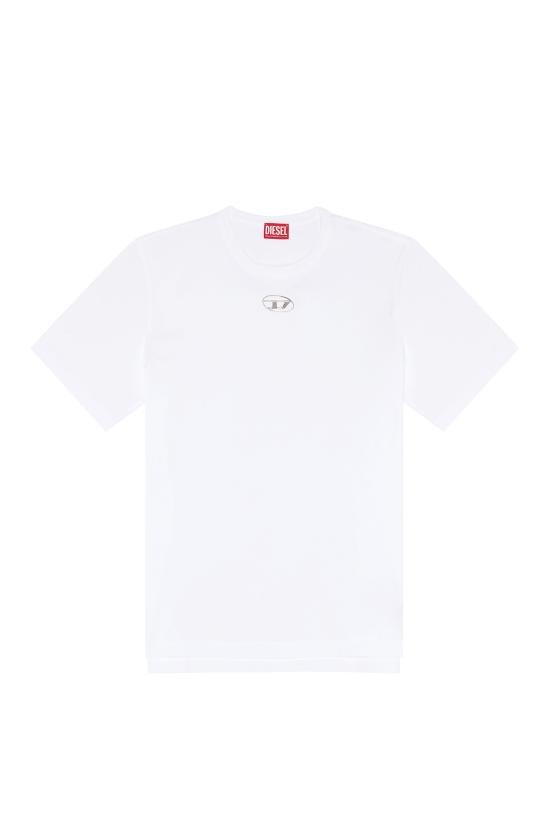 26FW 디젤 T-어드저스트-Od 메탈릭 오발 D 티셔츠 A178800CLBR 100 Bianco
