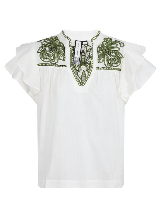 26SS 스칼렛 파피스 반팔 티셔츠 VANIA TOP CALLA GREEN Bianco verde