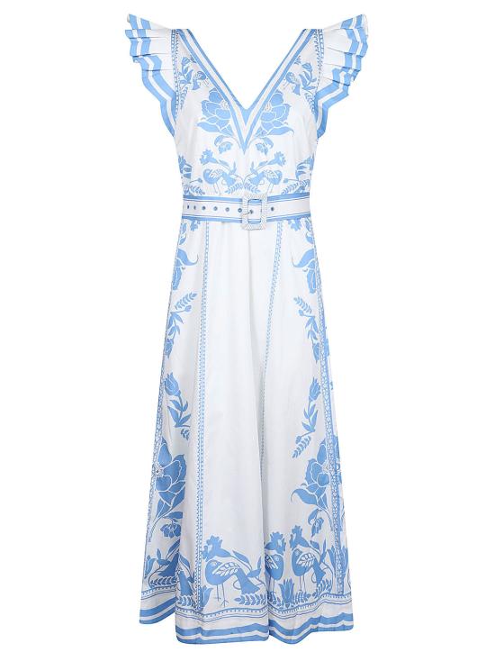 26SS 스칼렛 파피스 미디 원피스 VALMIRA DRESS WHITE BLU Bianco azzurro
