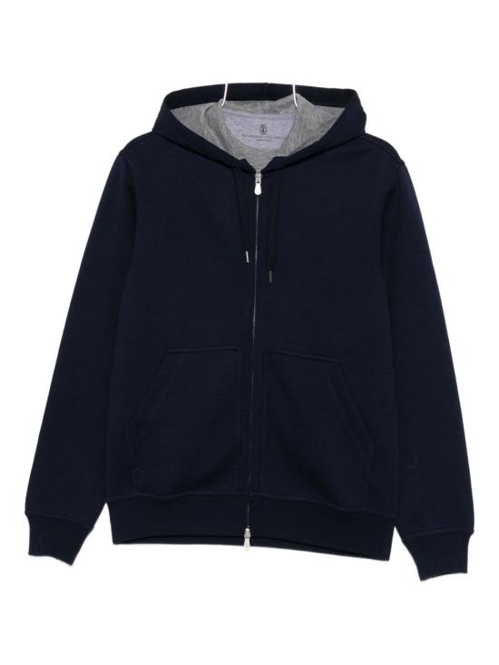 26FW 브루넬로 쿠치넬리 더블 페이스 스웨트 집업 후디 MM8319069G C1265 NAVY - BRUNELLO CUCINELLI