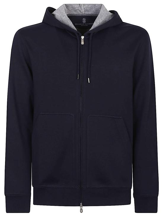26FW 브루넬로 쿠치넬리 더블 페이스 스웨트 집업 후디 MM8319069G C1265 NAVY