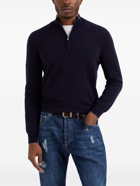26FW 브루넬로 쿠치넬리 캐시미어 집업 니트 M2200124 CW425 NAVY - BRUNELLO CUCINELLI