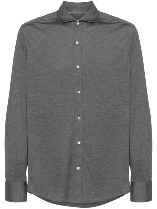 26FW 브루넬로 쿠치넬리 스프레드 칼라 경량 저지 셔츠 MH8366686 C572 DARK GREY