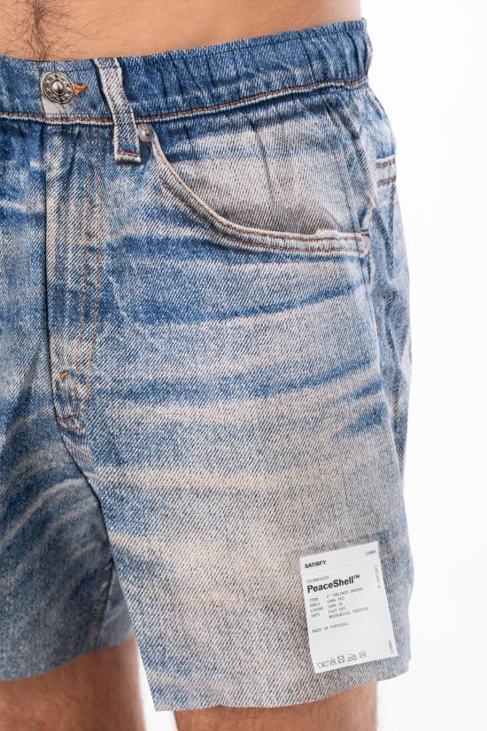 26SS 새티스파이 디지털 데님 피스쉘 5인치 언라인드 쇼츠 12008 60G00 DIGITAL DENIM Blue - SATISFY