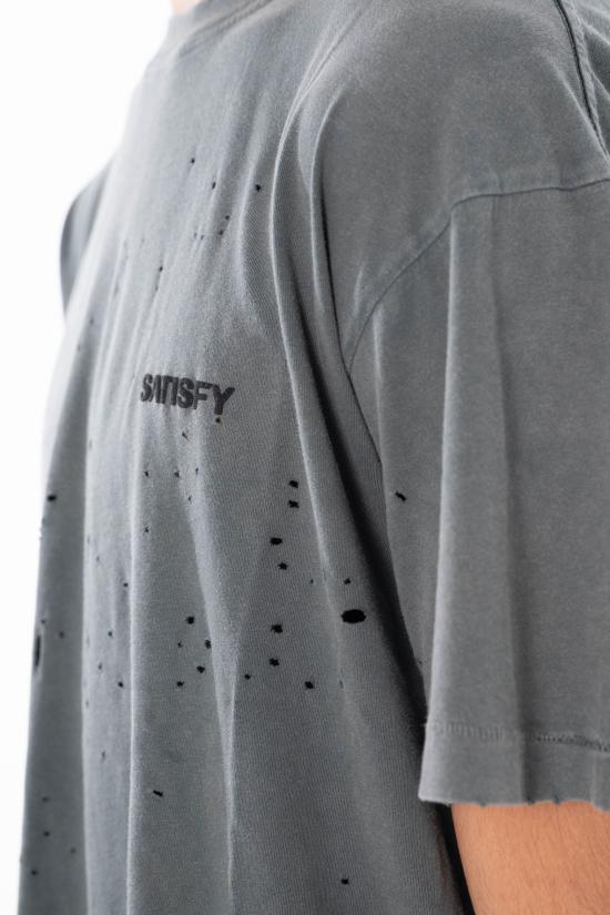 26SS 새티스파이 모스테크 티셔츠 11006 01A02 FADED BLACK Grey - SATISFY