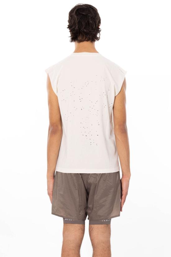 26SS 새티스파이 모스테크 머슬 티셔츠 11005 12A02 AGED GREY White - SATISFY
