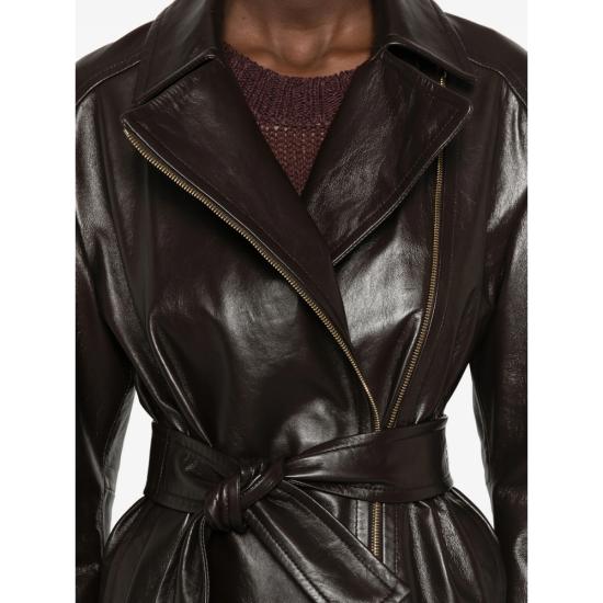 26FW 막스마라 스튜디오 가죽 자켓 MSTGIUSTO 013F 003 BROWN - MAX MARA STUDIO