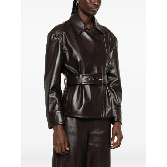 26FW 막스마라 스튜디오 가죽 자켓 MSTGIUSTO 013F 003 BROWN - MAX MARA STUDIO