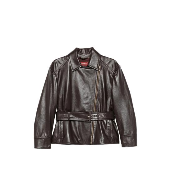 26FW 막스마라 스튜디오 가죽 자켓 MSTGIUSTO 013F 003 BROWN