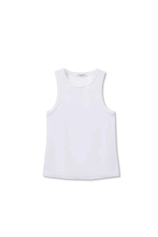  퍼펙트 화이트 티 민소매 티셔츠 셔츠 하이넥 립 탱크탑 - PERFECT WHITE TEE